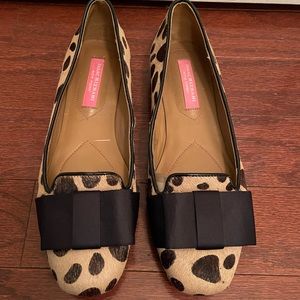 Isaac Mizrahi New York  SZ 6.5M Leopard Print Calf  Hair Ballet Flats Shoes